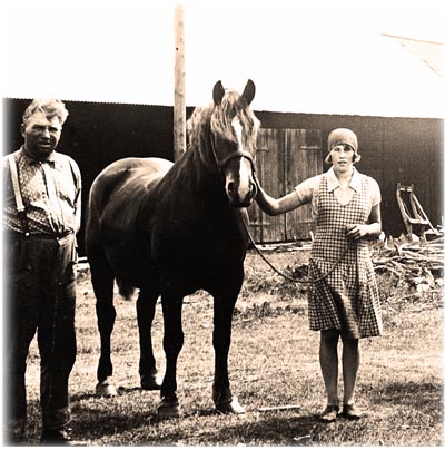 Adolescent Margit Jansson working at the farm