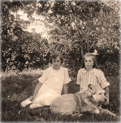 Margit Jansson at young age with her dog